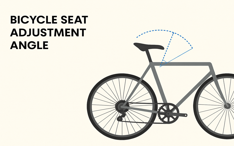 Diagram showing bicycle seat adjustment angle for proper saddle positioning.