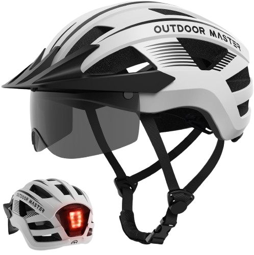 <strong>OutdoorMaster Adult Bike Helmet – All-in-One Protection with LED Light & Goggles</strong>